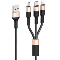 Дата кабель Hoco X26 Xpress 3in1 Lightning -MicroUSB-Type-C (1m)