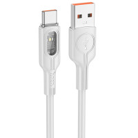 Дата кабель Hoco U120 Transparent explore intelligent power-off USB to Type-C 5A (1.2m)
